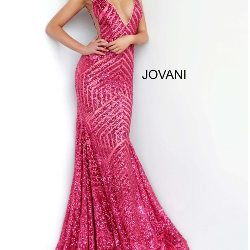 Jovani 59762 Fuchsia Sequin Prom Dress